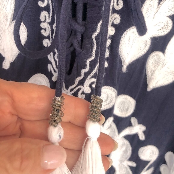 Very boho Ruby YaYa navy & white beach dress/cover up with braided embroidery - Picture 8 of 16